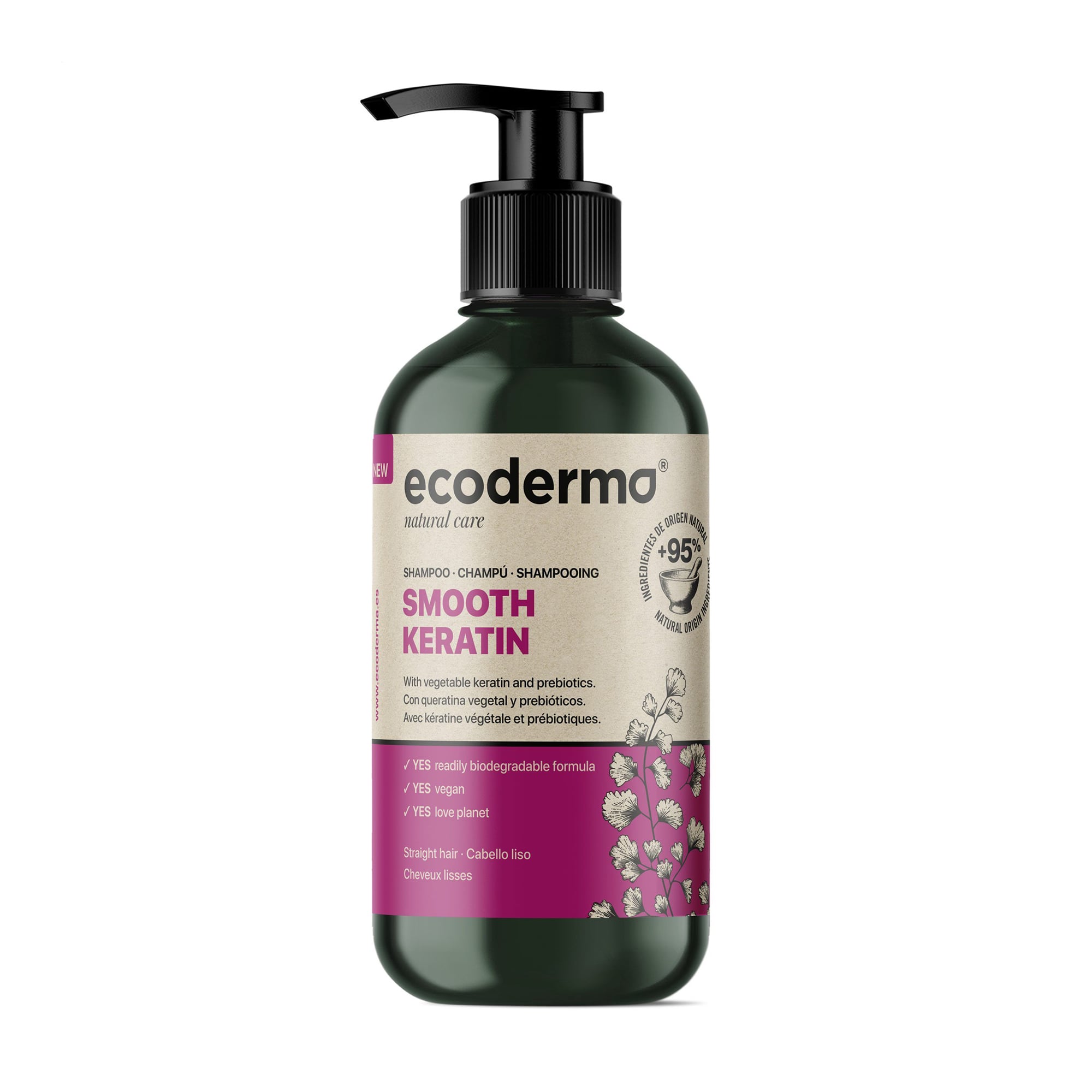 Шампунь Ecoderma Smooth Кeratin Shampoo для прямого волосся, 500 мл